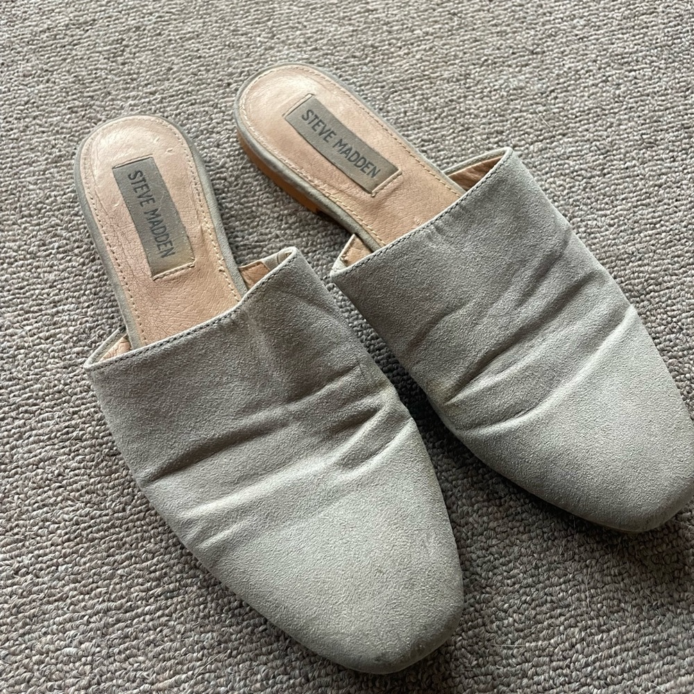 Steve Madden Women's Suede Gray Mules